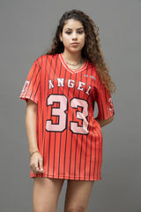Go Devil ANGEL 33 Pinstripe Jersey Tee – Fire Red Edition