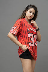 Go Devil ANGEL 33 Pinstripe Jersey Tee – Fire Red Edition