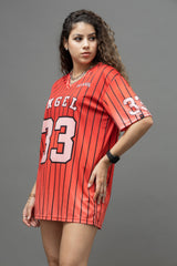 Go Devil ANGEL 33 Pinstripe Jersey Tee – Fire Red Edition