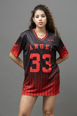 Go Devil ANGEL 33 Ombre Pinstripe Jersey Tee – Black & Red Fade Edition