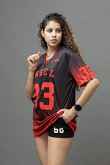 Go Devil ANGEL 33 Ombre Pinstripe Jersey Tee – Black & Red Fade Edition