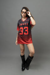 Go Devil ANGEL 33 Ombre Pinstripe Jersey Tee – Black & Red Fade Edition