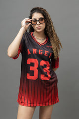 Go Devil ANGEL 33 Ombre Pinstripe Jersey Tee – Black & Red Fade Edition