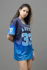 Go Devil ANGEL 33 Ombre Pinstripe Jersey Tee – Black & Blue Fade Edition