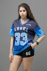 Go Devil ANGEL 33 Ombre Pinstripe Jersey Tee – Black & Blue Fade Edition