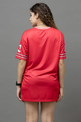 Go Devil ANGEL 33 (In White) Printed Red Oversized Jersey T-shirt For Women's