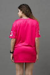 Go Devil ANGEL 33 (In White) Printed Pink Oversized Jersey T-shirt For Women's