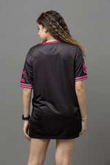 Go Devil ANGEL 33 (In Pink) Printed Black Oversized Jersey T-shirt For Women's