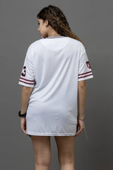 Go Devil ANGEL 33 (In Black) Printed White Oversized Jersey T-shirt For Women's