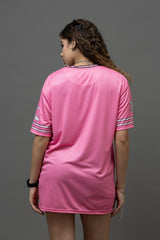 Go Devil ANGEL 33 (In White) Printed Light Pink Oversized Jersey T-shirt For Women's