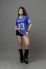 Go Devil ANGEL 33 Printed Blue Oversized Jersey T-shirt For Women's