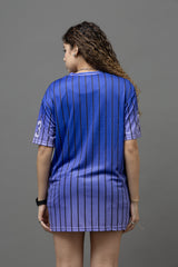 Go Devil ANGEL 33 Printed Blue Oversized Jersey T-shirt For Women's