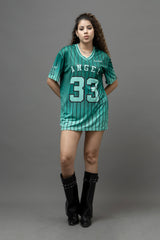 Go Devil ANGEL 33 Printed Aqua Green Oversized Jersey T-shirt For Women's