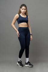 Go Devil PowerFit Navy Blue Seamless Gym Set For Women's