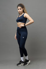 Go Devil PowerFit Navy Blue Seamless Gym Set For Women's