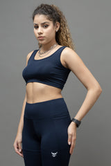 Go Devil PowerFit Navy Blue Seamless Gym Set For Women's