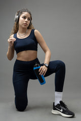 Go Devil PowerFit Navy Blue Seamless Gym Set For Women's