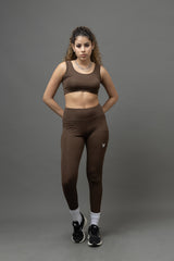 Go Devil PowerFit Chocolate Brown Seamless Gym Set For Women's