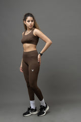 Go Devil PowerFit Chocolate Brown Seamless Gym Set For Women's