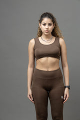Go Devil PowerFit Chocolate Brown Seamless Gym Set For Women's