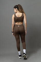 Go Devil PowerFit Chocolate Brown Seamless Gym Set For Women's