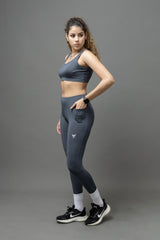 Go Devil PowerFit Grey Seamless Gym Set For Women's