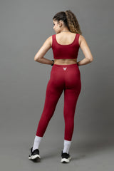 Go Devil PowerFit Burgundy Red Seamless Gym Set For Women's