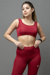 Go Devil PowerFit Burgundy Red Seamless Gym Set For Women's