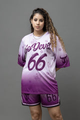 Go Devil 66 Printed Polyester Purple Co-ord Set for Women's