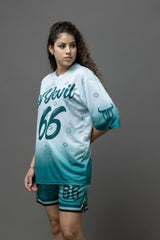 Go Devil 66 Printed Polyester Teal Green Co-ord Set for Women's