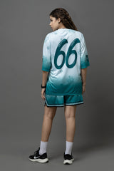 Go Devil 66 Printed Polyester Teal Green Co-ord Set for Women's