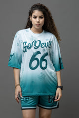 Go Devil 66 Printed Polyester Teal Green Co-ord Set for Women's