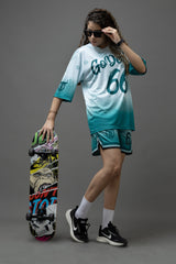 Go Devil 66 Printed Polyester Teal Green Co-ord Set for Women's