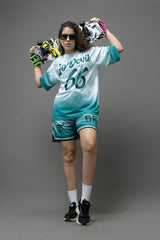 Go Devil 66 Printed Polyester Teal Green Co-ord Set for Women's