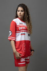 Go Devil Printed Red & White Sports wear For Women's