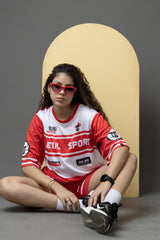 Go Devil Printed Red & White Sports wear For Women's