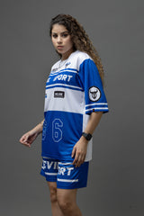 Go Devil Printed Blue & White Sports wear For Women's