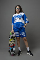 Go Devil Printed Blue & White Sports wear For Women's