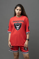 Go Devil Printed Fire Red Sports wear For Women's