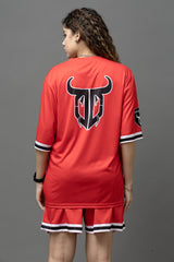 Go Devil Printed Fire Red Sports wear For Women's