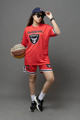 Go Devil Printed Fire Red Sports wear For Women's