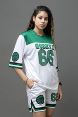 Go Devil Printed White & Green Sports wear For Women's