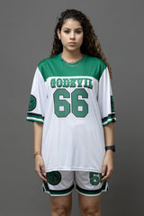 Go Devil Printed White & Green Sports wear For Women's