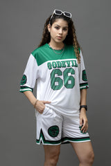 Go Devil Printed White & Green Sports wear For Women's