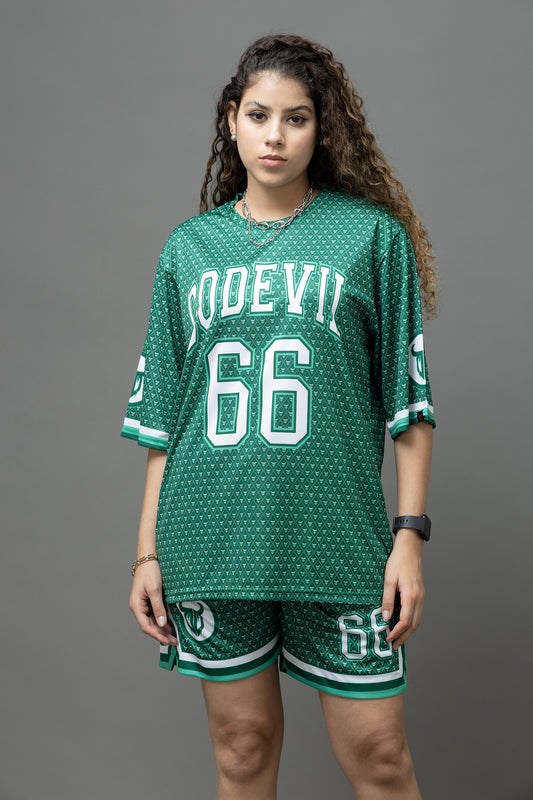Go Devil 66 (in white) Printed Green Co-Ord Set For Women's