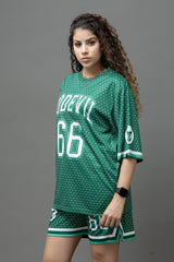 Go Devil 66 (in white) Printed Green Co-Ord Set For Women's