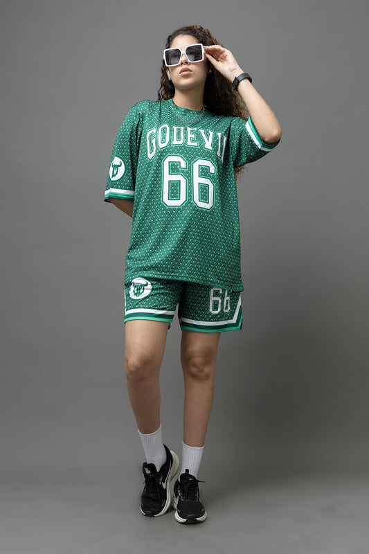 Go Devil 66 (in white) Printed Green Co-Ord Set For Women's