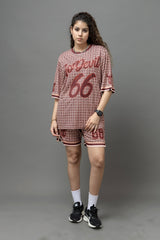 Go Devil 66 Printed Brown Co-Ord Set For Women's