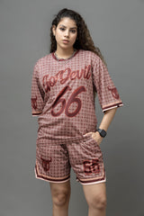 Go Devil 66 Printed Brown Co-Ord Set For Women's