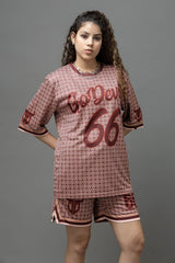 Go Devil 66 Printed Brown Co-Ord Set For Women's